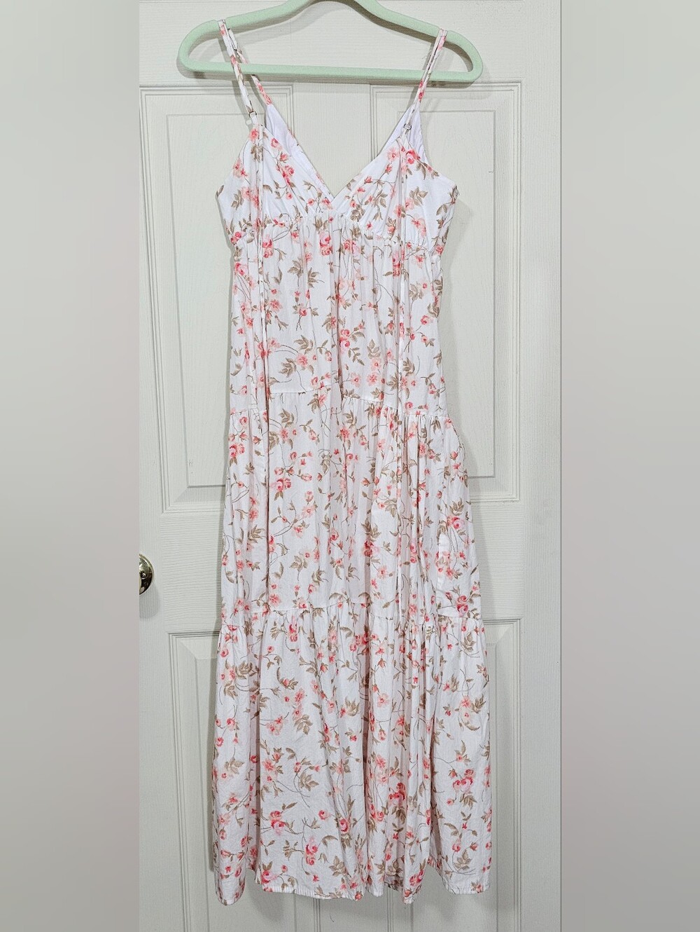 HAUTE MONDE White Floral Maxi Dress with Pink & Sage Print - Picture 9 of 10